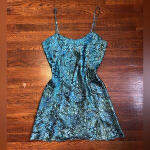 Vintage Sophia by delicates turquoise mini slip dress sleeveless